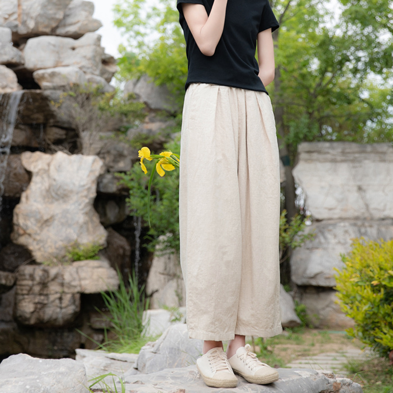 New Spring/Summer 2023 artistic and retro loose linen drape casual pants pic 19