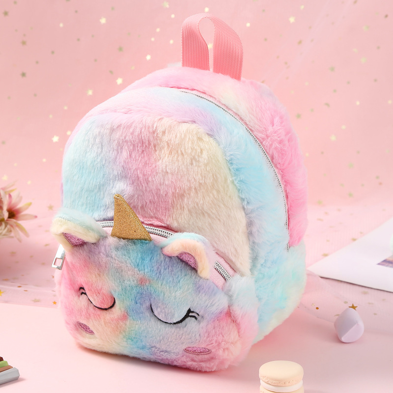 Unicorn独角兽毛绒小书包少女休闲背包双肩包可爱卡通幼儿 收纳包 pic 8