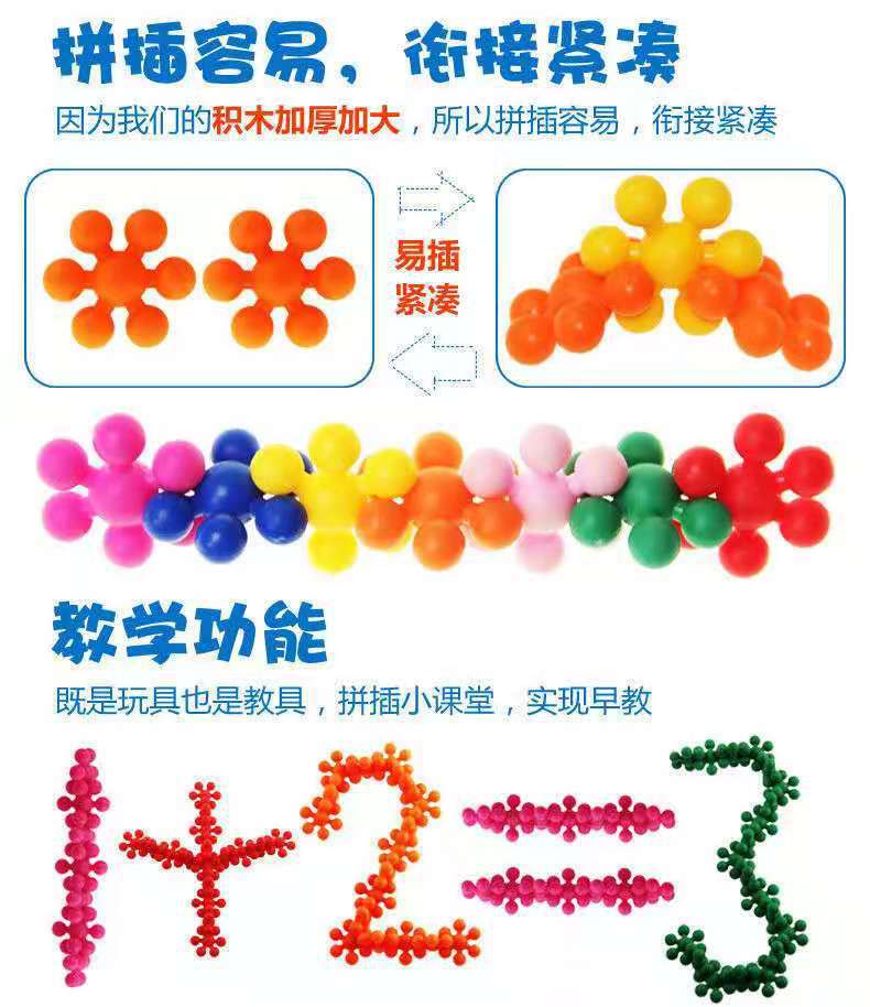 梅花积木雪花片套装儿童益智玩具3-6周岁diy拼插幼儿园PP塑料积木详情5