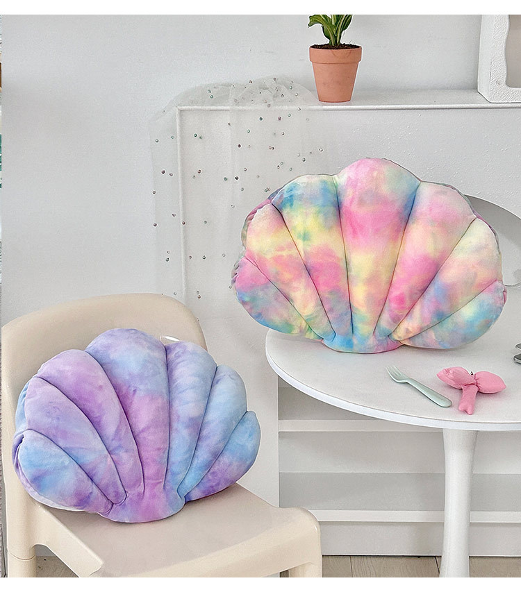 北欧装饰创意氨纶幻彩贝壳抱枕毛绒玩具汽车沙发靠垫办公室床靠枕详情6