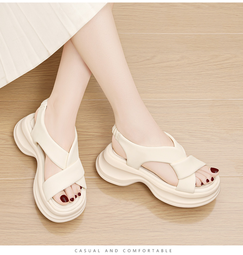 凉鞋女夏季新款松糕厚底小个子沙滩鞋高级感法式配裙子罗马鞋详情14