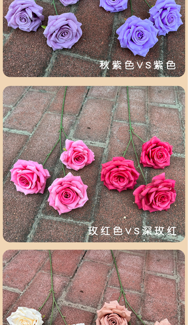 3头钻石玫瑰花仿真假花装饰婚庆婚礼堂路引插花商场瀑布玫瑰造景详情7