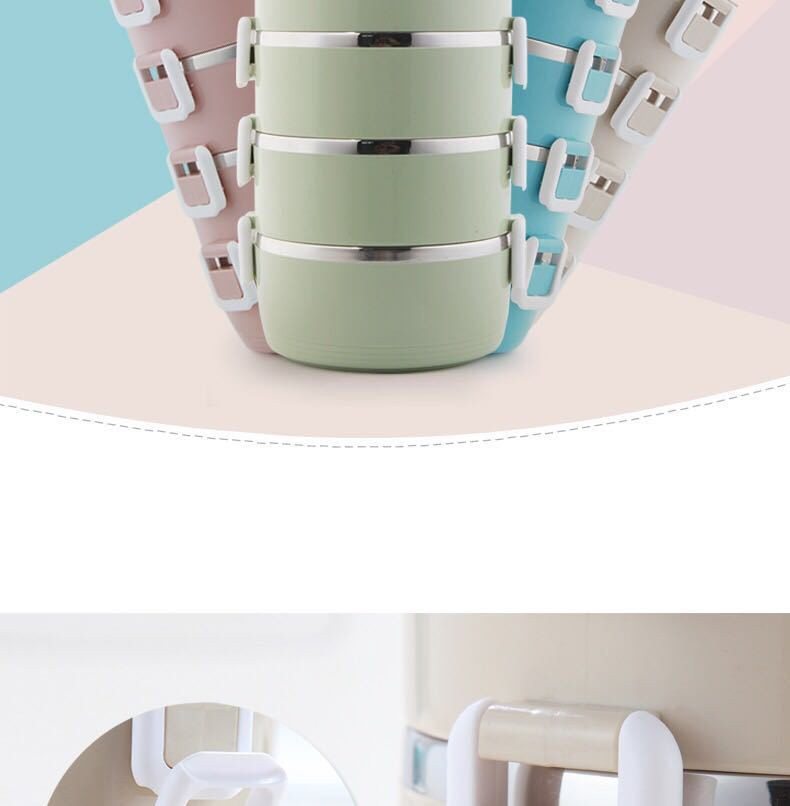 Stainless steel insulated lunch box, student lunch box, multi-layer compartments lunch box, large-capacity fresh-keeping box, sealed box pic 2