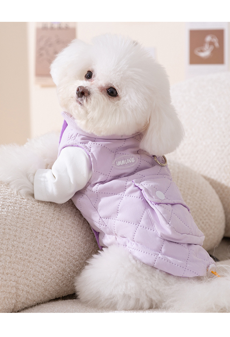 秋冬款小狗狗衣服加厚马甲泰迪比熊小型犬可牵引猫咪宠物保暖服装详情10