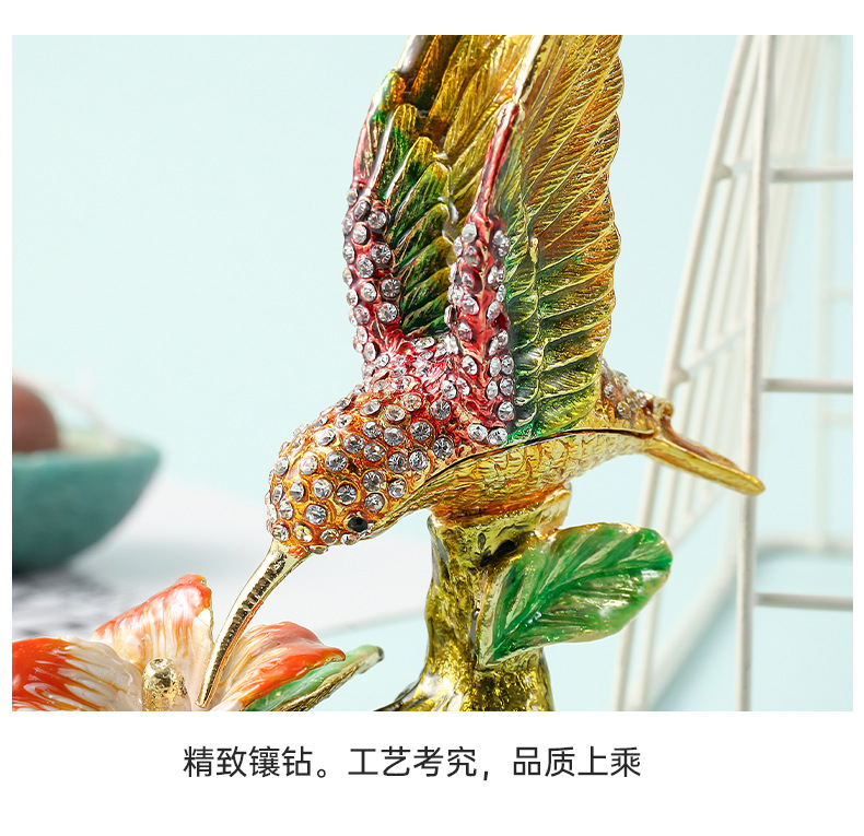 Desktop decorative items, enamel tree stump, eagle light, hand-painted zinc alloy metal handicraft jewelry box manufacturer wholesale pic 11