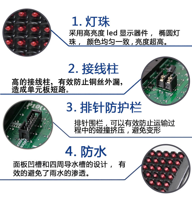 P10 single red surface mount waterproof high-brightness V706 plug-in light 802 16188 unit board led display module pic 30