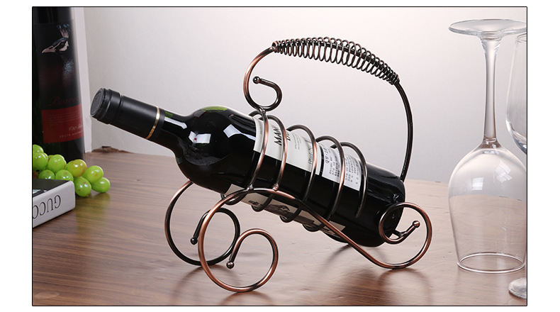 弹簧手提红酒架摆件 欧式葡萄酒架 创意红酒架工艺酒架 铁艺红酒架 手提红酒架 桌面摆件 葡萄酒酒架 酒吧用品 酒店用品 详情2