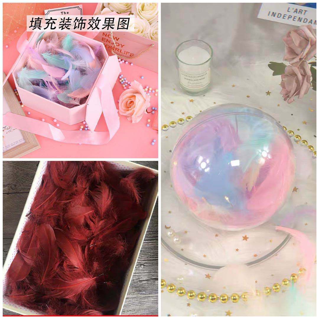 Macaron goose feathers float 6-8cm in the middle, gift box filled with dreamcatcher, diy cat toy, colorful feathers pic 21