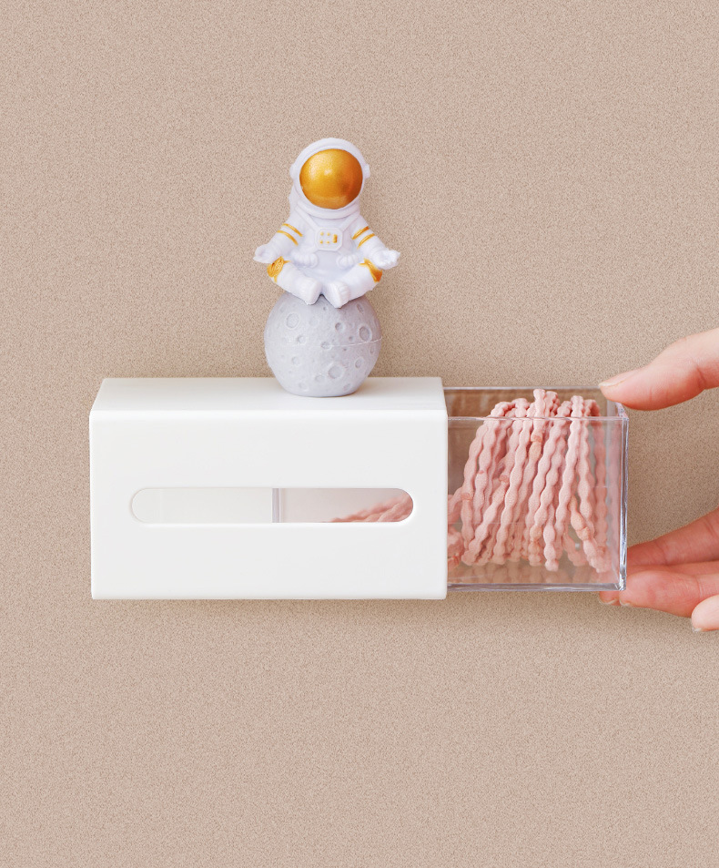 FaSoLa wall-mounted bidirectional storage box, plastic organization box, cosmetic cotton swab, desktop drawer-type tissue storage box pic 11