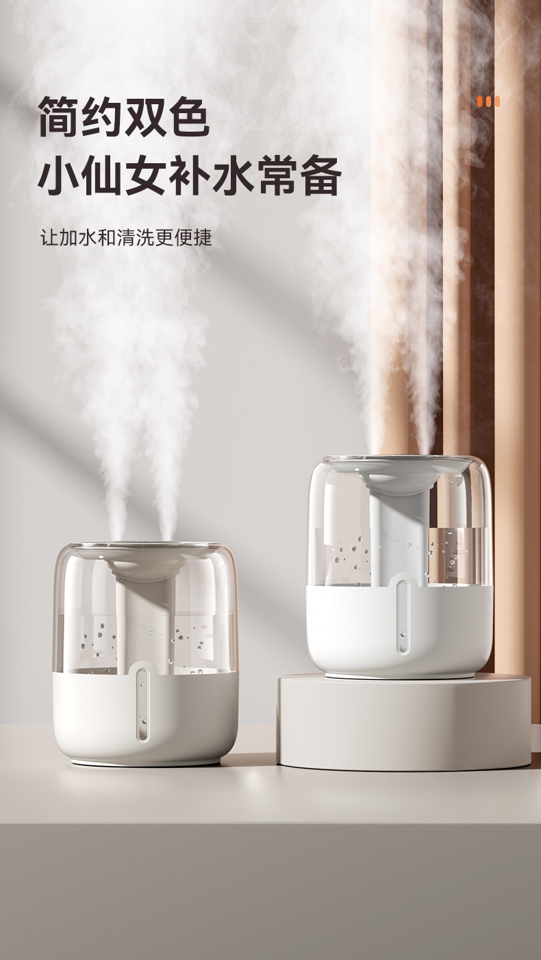 新款6.8L大容量加湿器USB双喷雾家用宿舍办公室卧室桌面带小夜灯详情27