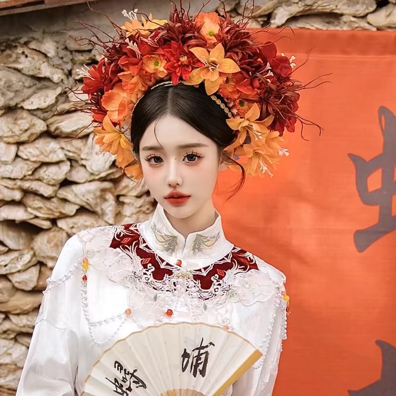 福建泉州浔埔女簪花头饰民族风花围高颜值爆款仿真花泉州簪花新款详情2