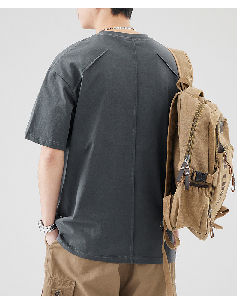 夏季体恤男女青年款百搭舒适休闲透气纯色短袖圆领宽松t恤套装详情9