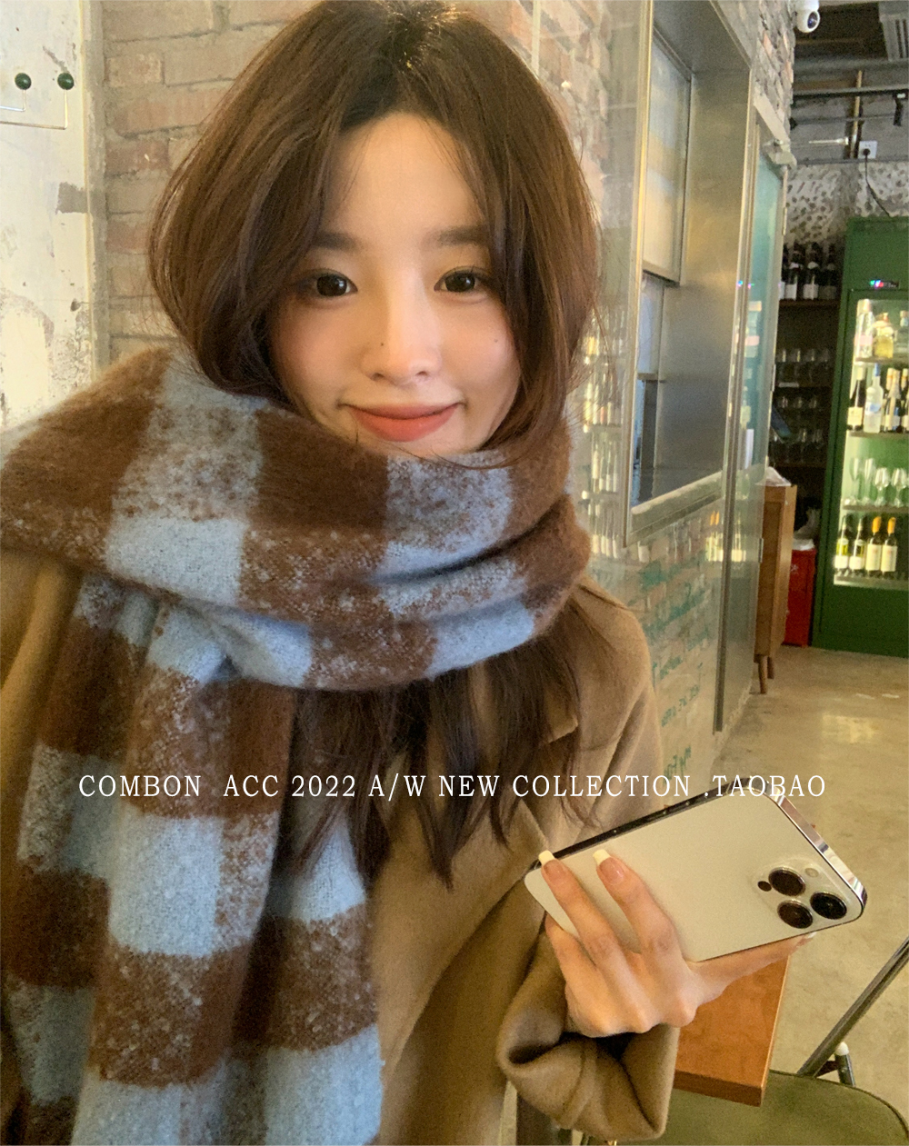 The long checkered faux cashmere scarf worn by Yu Shuxin is a Korean winter student thickened scarf that has become a popular choice for women to keep warm pic 10