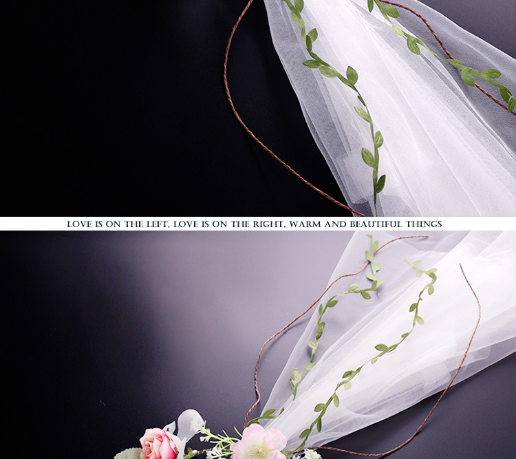 Factory direct sales of off-white mesh flower garlands, European rose simulation flower wedding gowns, headscarves, and Hawaiian photo headwear for brides pic 9