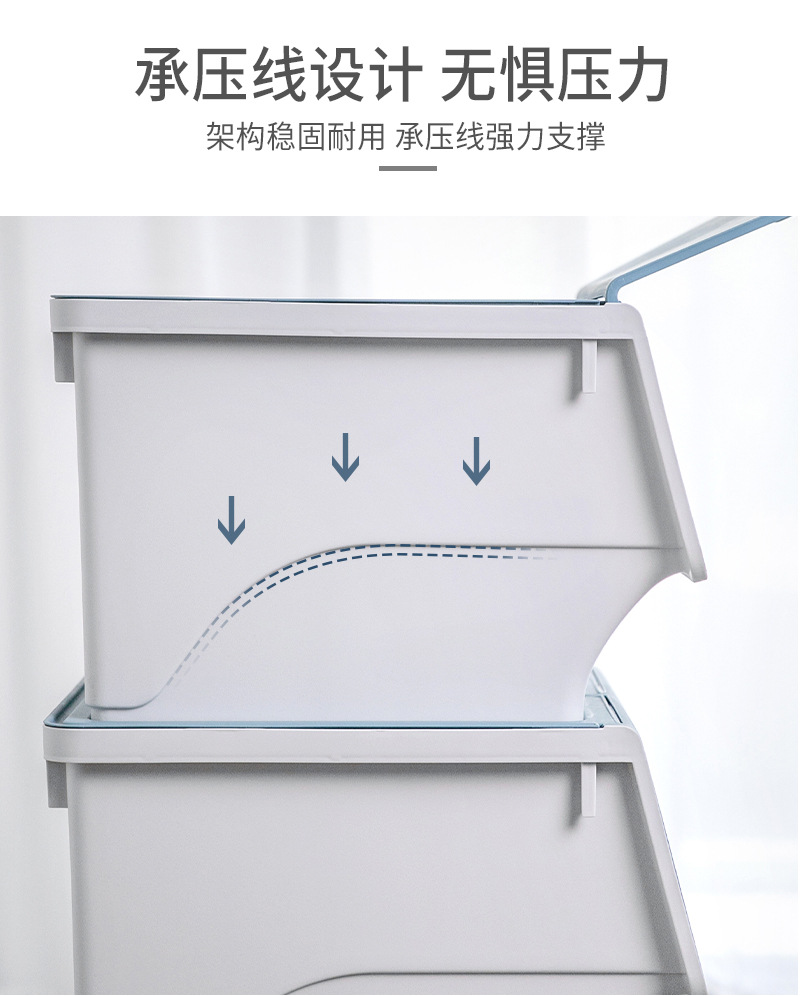 The manufacturer wholesals front-opening storage boxes for children, toys, snacks, thickened and stackable flip covers, and household clothes storage boxes pic 11