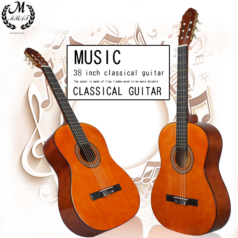 38寸古典吉他成人初学木吉他圆角吉他椴木包边外贸批发guitar乐器详情9