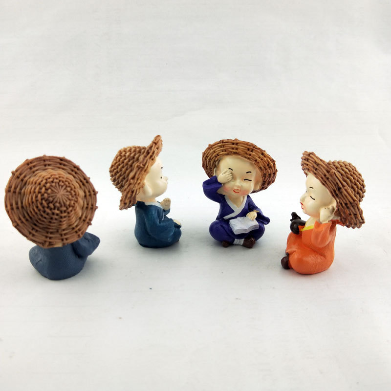 草帽和尚汽车小摆件  家居树脂工艺品装饰摆件 新款创意草帽和尚详情16