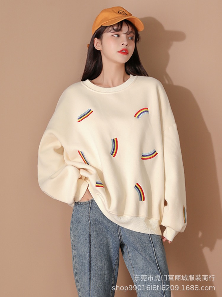 新款女士卫衣2023春季韩版设计感时尚小众圆领宽松女装休闲上衣详情29