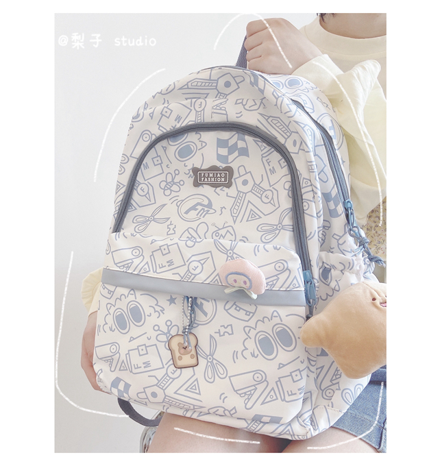 Japanese-style schoolbag for girls, Instagram, niche Harajuku graffiti design backpack, large-capacity backpack for junior high school, senior high school and college students pic 9