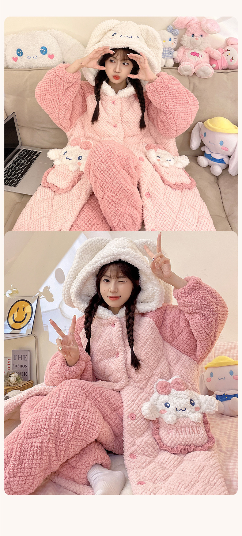 睡衣女士冬季三层加厚超厚夹棉珊瑚绒加绒法兰绒家居服秋冬款冬天详情21