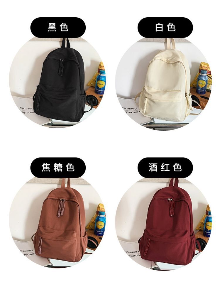 贝尔书包女生大学生简约黑色大容量初中生高中2024新款背包双肩包详情8