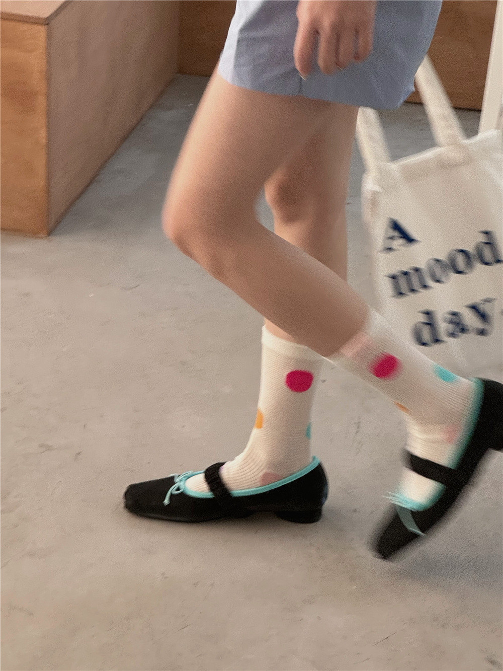 IOULOR薄款puppy狗彩色中筒袜夏季新品堆堆袜透气吸汗袜子批发女详情29