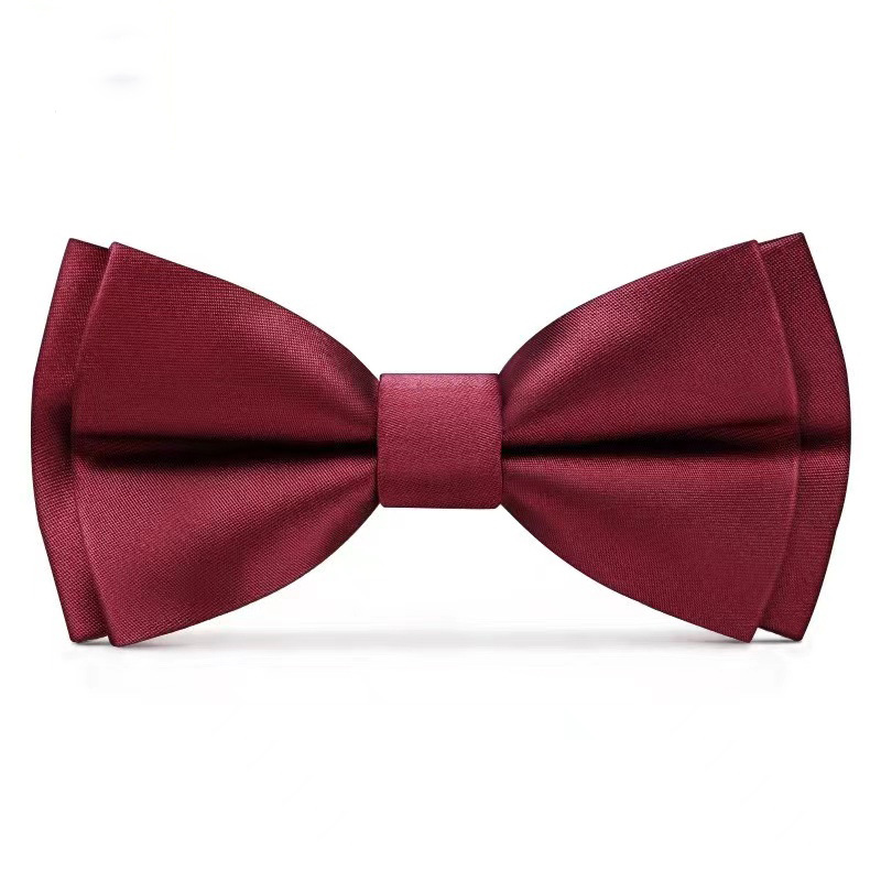 男士纯色双层新郎婚礼领结西装衬衫绅士商务韩版时尚蝴蝶结详情8