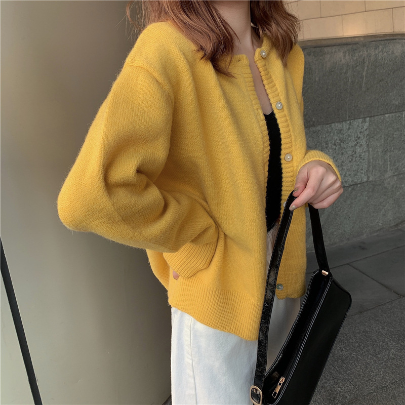 秋冬2021新款韩版宽松百搭毛衣外套女外搭短款针织开衫内搭上衣潮详情10