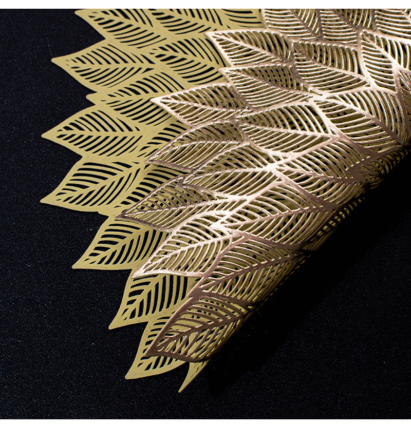 北欧风千叶花餐垫餐桌垫pvc烫金隔热垫防烫杯垫装饰垫花瓶垫道具详情8