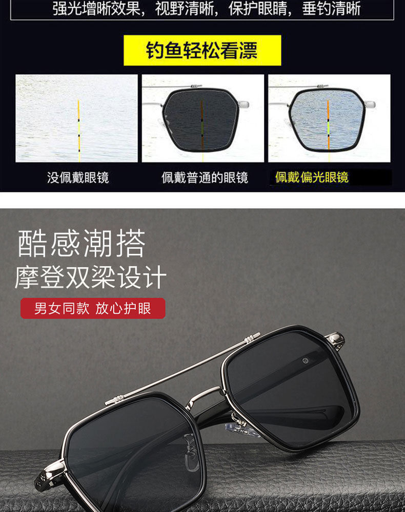 新款感光变色太阳镜男偏光高端时尚达人代发防紫外线墨镜高级感详情12