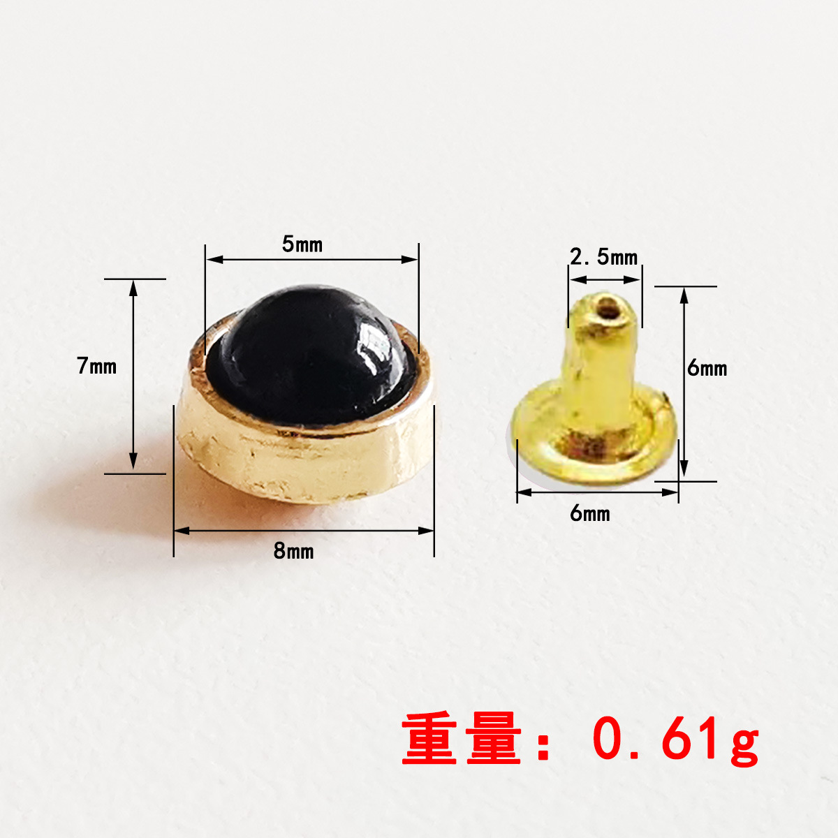 半圆珍珠铆钉纽扣半圆形镶珠云石七彩猫眼撞钉包包铆钉装饰配件详情20