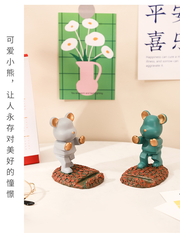 呆呆熊平板手机支架看电视可爱ins风卡通少女心学生礼物创意摆件详情5