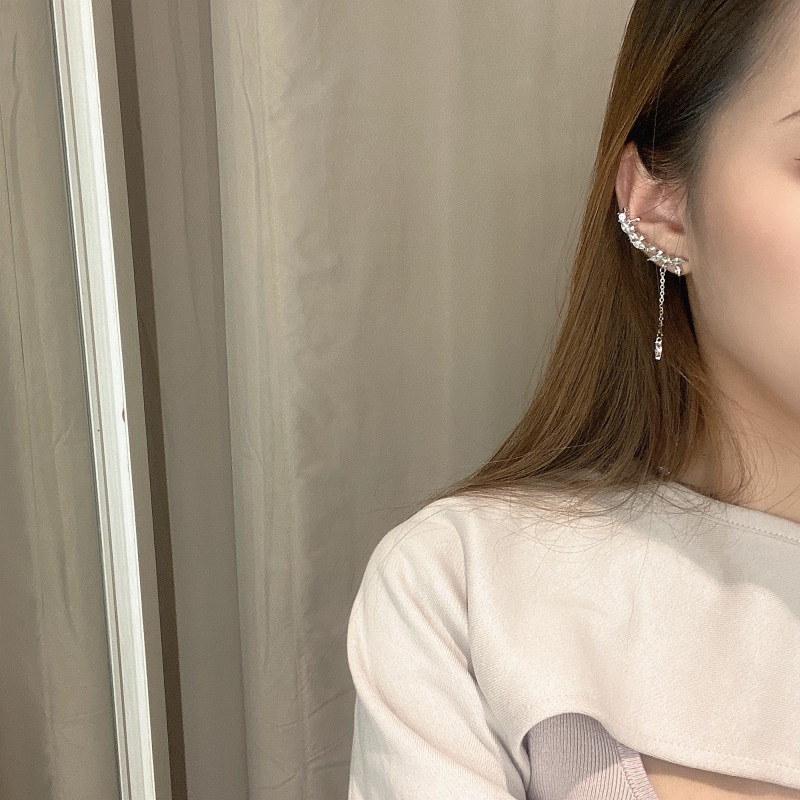 银色气质流苏耳骨夹无耳洞一体式耳钉耳夹小众设计高级潮耳环耳饰详情6