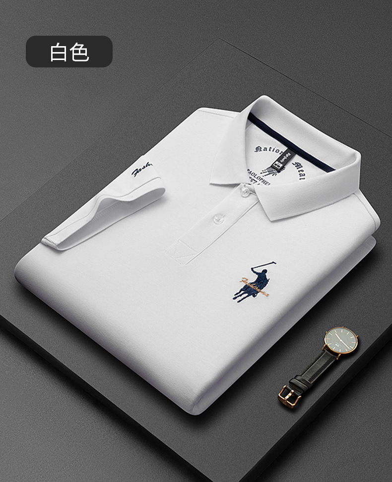 派森龙春夏翻领丝光棉男士短袖T恤polo衫商务休闲中年POLO衫男T恤详情20