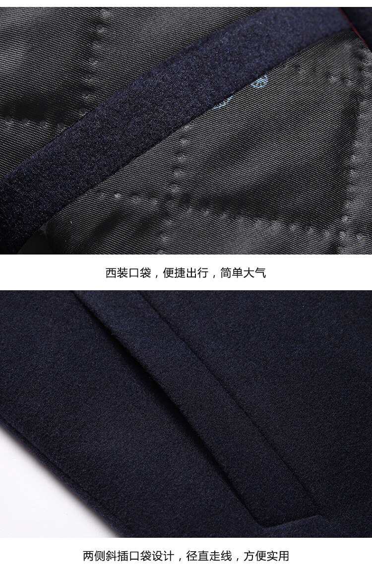 2022羊毛呢大衣男中长款韩版休闲男士中青年风衣冬季加厚呢子外套详情16