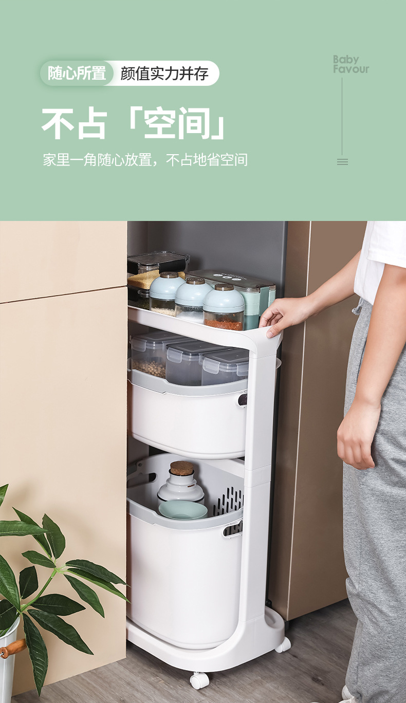 Factory direct sales: Household multi-functional storage rack with wheels, rotating bathroom floor-standing storage basket, bathroom laundry basket pic 16
