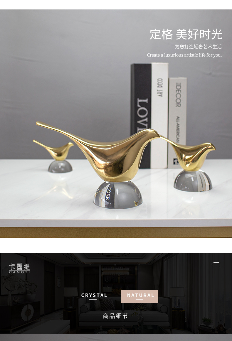 Creative pure copper bird ornaments, Nordic light luxury TV cabinet, now wine cabinet decoration, office desk handicrafts pic 22