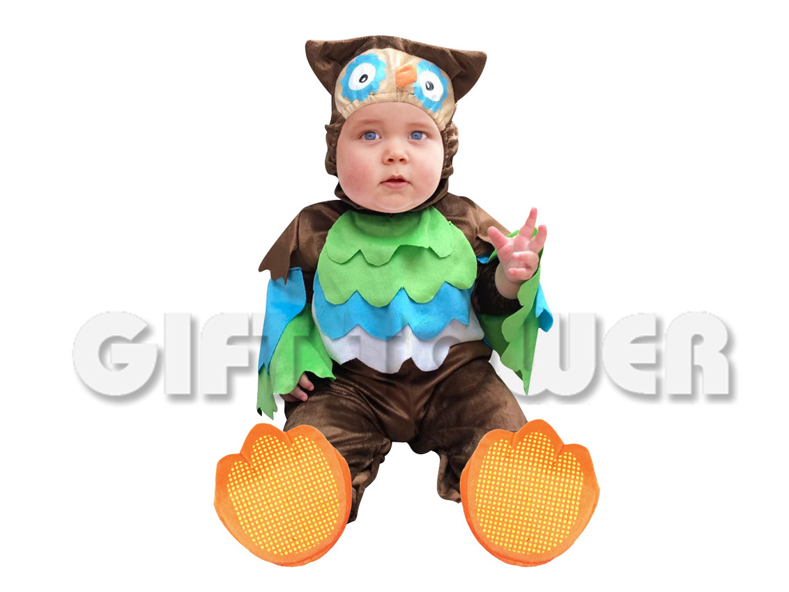 Hwan fábrica ropa de bebé al por mayor bebé COS animal vestido T-0005 cute owl bebé ropa de juego de rol pic 1
