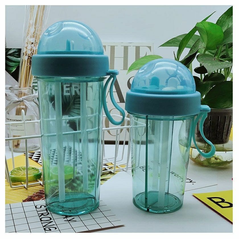防摔双吸管ins水杯女学生韩版可爱塑料水杯便携情侣杯一杯分隔详情25