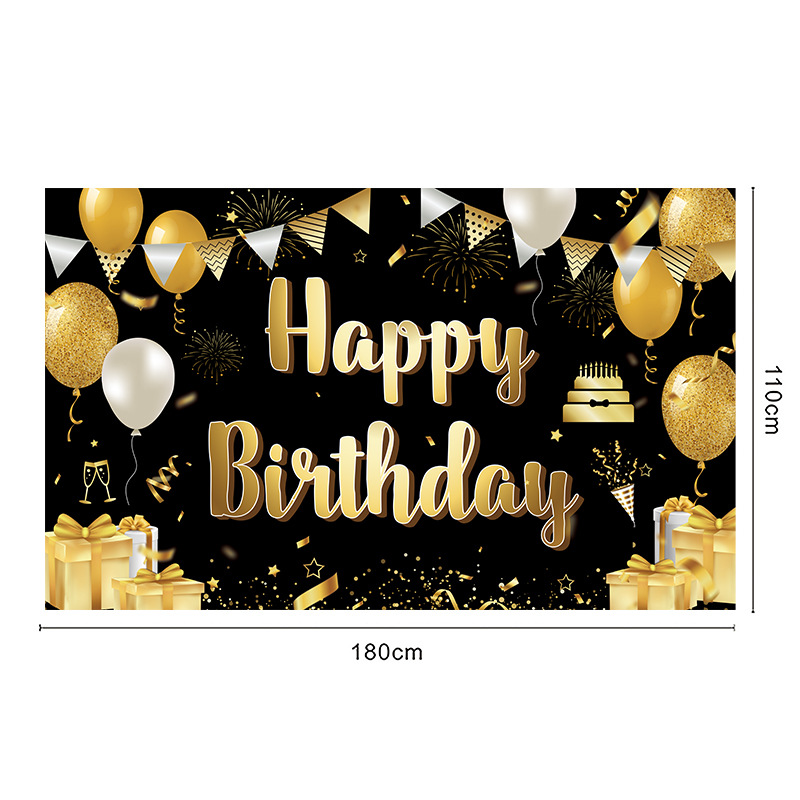 跨境黑金色数字生日横幅 摄影拍照背景布幕布 生日派对场景布装饰 工艺品添彩你的派对详情8