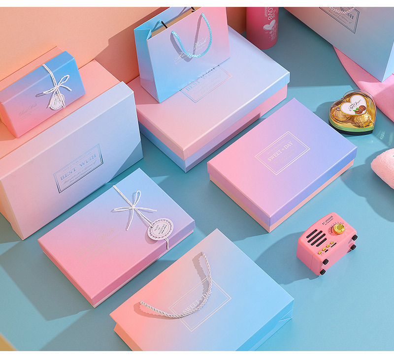 Blog Company gradient Gift box in stock, rectangular top and bottom cover gift packaging box, creative gift box, souvenir gift box pic 17