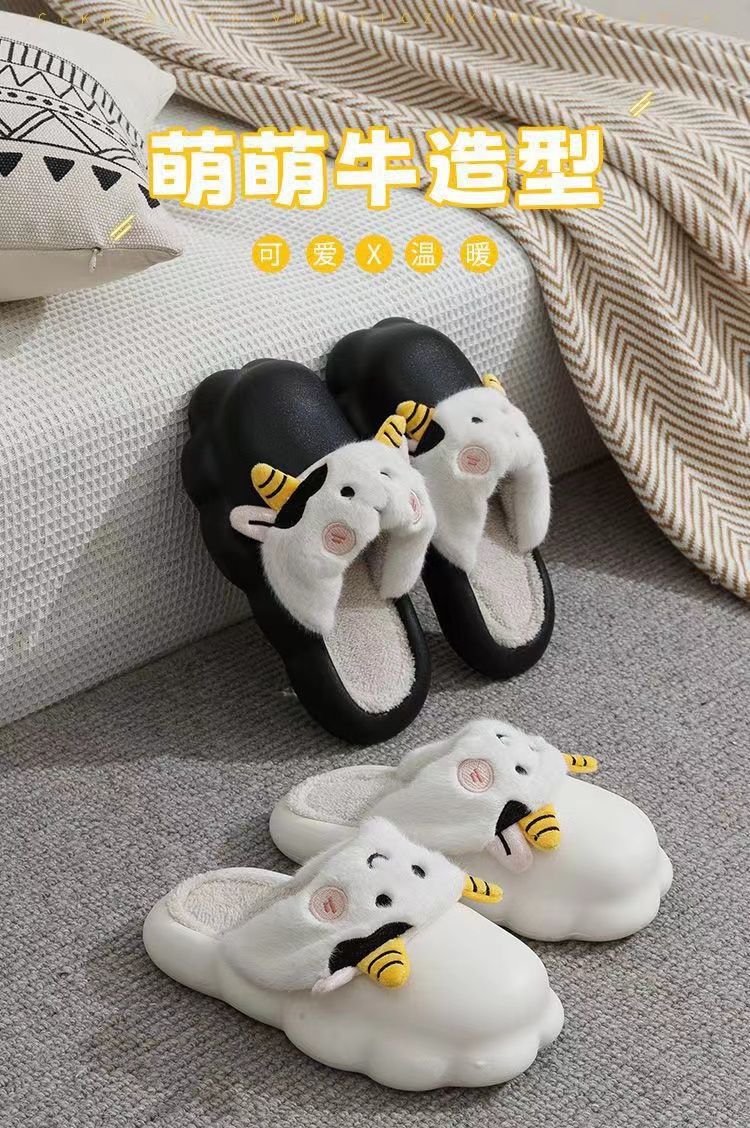 跨境棉拖鞋女超软厚底加绒可拆卸保暖棉拖鞋女冬情侣防滑防水拖鞋详情2