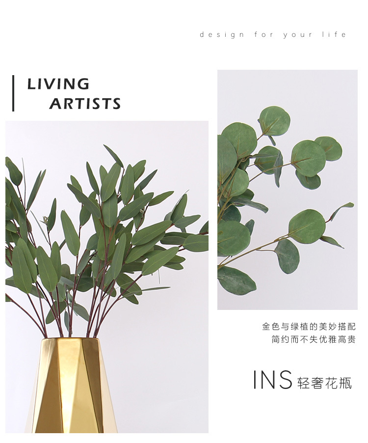 chinagoods light luxury electroplated simple Nordic noble gold geometric abstract hotel and home wine cabinets, TV cabinets, dining room and living room ceramic vases, soft decoration ornaments pic 9