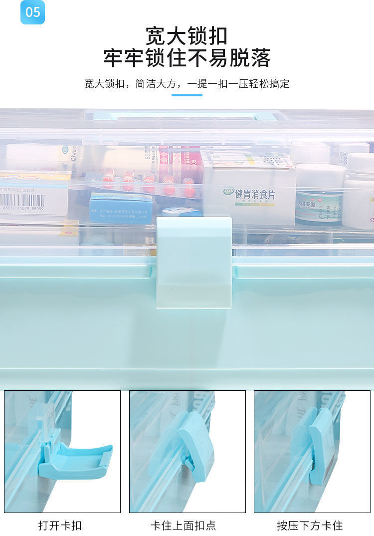 Household medicine classification storage box, medicine box, multi-layer large-capacity portable medical emergency standby medicine box, family size pic 5