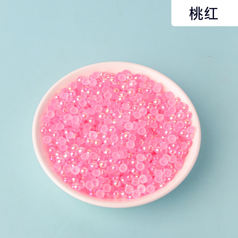AB semi-circular pearl acrylic transparent AB color semi-circular imitation pearl diy nail art AB accessory flat-bottomed pearl pic 2