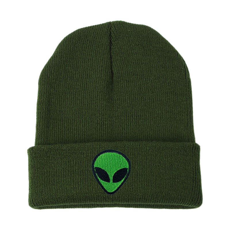 Amazon European-style alien embroidery street knitted hat, autumn and winter outdoor ghost head warm woolen hat pic 7
