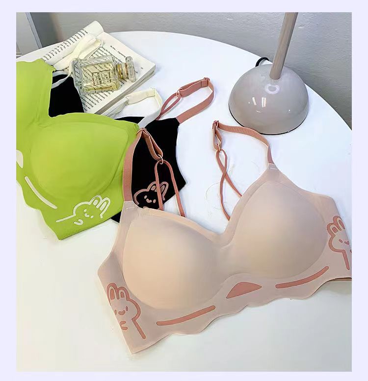 黑甜小兔~可爱无痕内衣女士小胸聚拢收副乳防下垂文胸无钢圈显大详情23