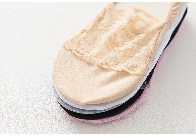 袜子女士日系薄款春夏秋季蕾丝船袜浅口隐形袜套韩版花边棉底袜套详情45