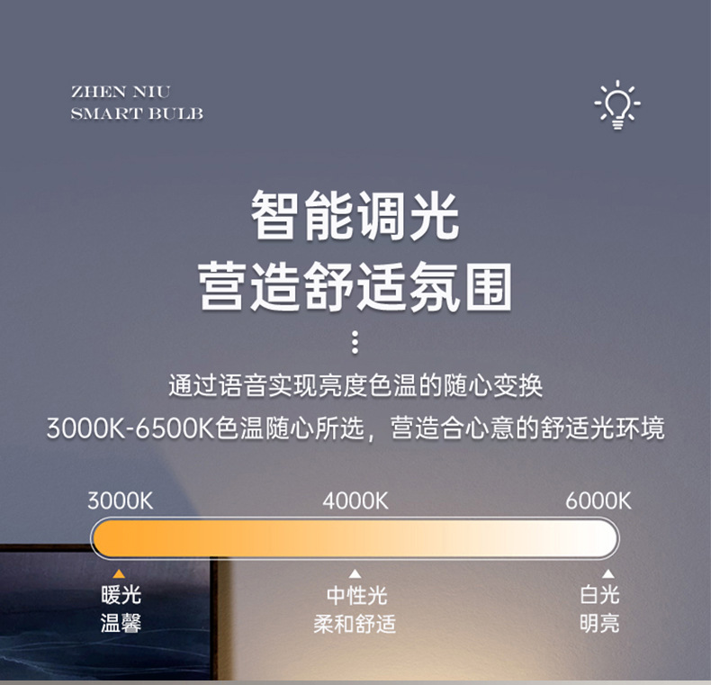 AI智能离线语音灯球泡照明灯居家卧室客厅高亮照明声控智能球泡灯 pic 5