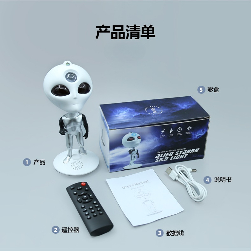亚马逊创意宇航员星空投影外星人旋转蓝牙音响浪漫氛围卧室投影仪详情14